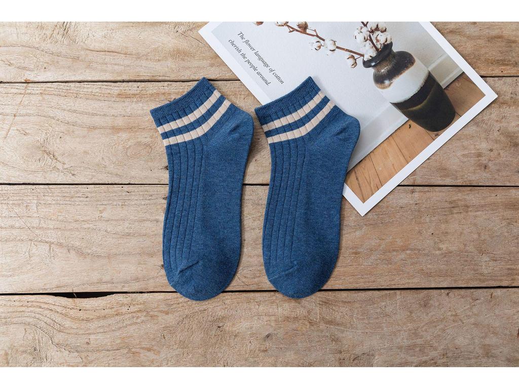 Мужские всесезонные спортивные носки с низким вырезом в японском стиле с двойной полоской