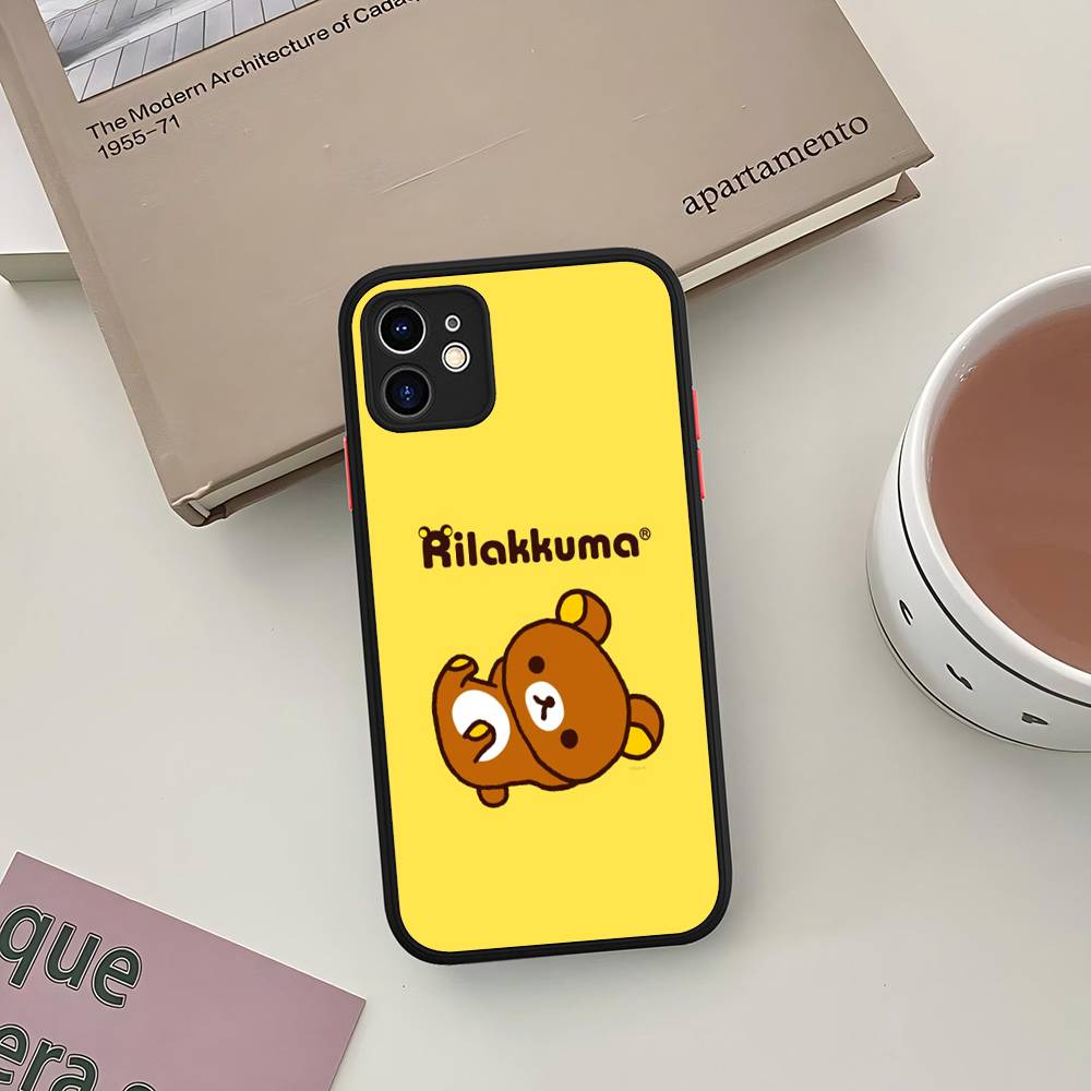 Cartoon Rilakkuma Bear Phone Case For iPhone 11 12 13 14 15 16 Pro Plus X XS MAX Matte Bumper Shockproof Cover