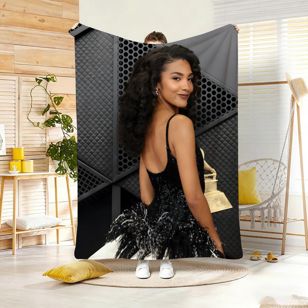 Popular Singer 0-Olivia De-an Throw Lightweight 240g Flannel Blanket Soft Skin-friendly for Summer Cooling