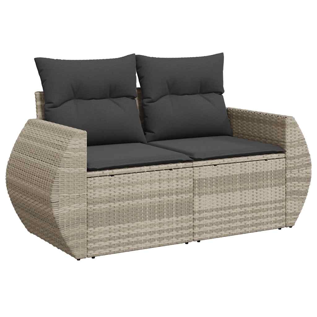 5 Piece Garden Sofa Set with Cushions Light Grey Poly Rattan