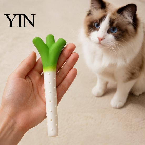 Flexible Silicone Toys for Kittens Scallion Cat Toy, Kitten Chew Toy with Silver Vine And Crinkle Pet Supplies Cats Paper, Teeth Cleaning Indoor
