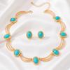 European and American court style women's earrings necklace set retro inlaid gemstone design high sense collarbone chain women