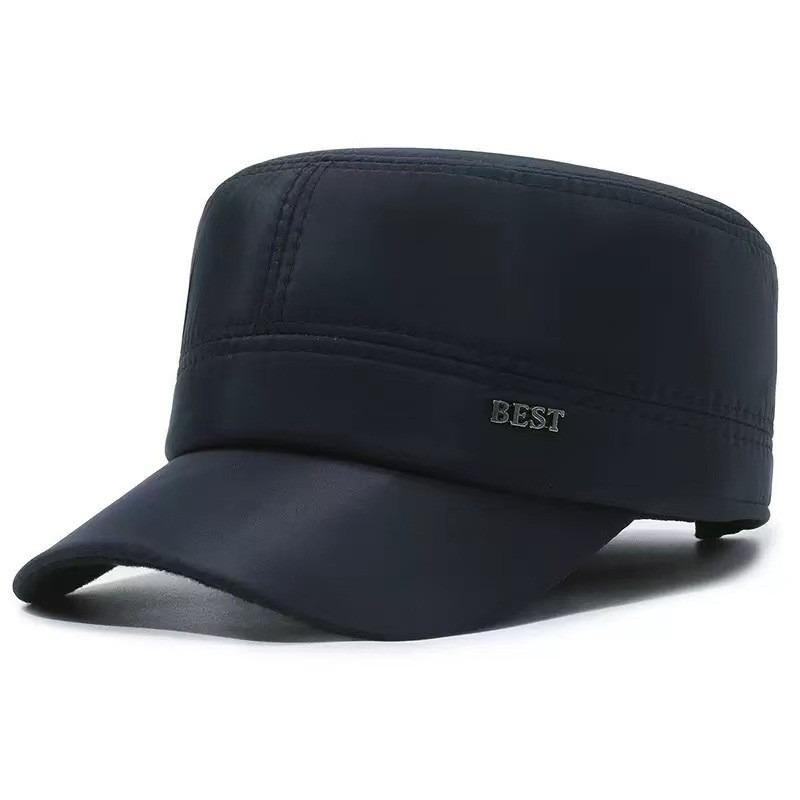 Зимняя шапка Мужская флисовая холодостойкая и теплая шапка с плоским верхом Шапка дедушки шерстяная утолщенная с защитой ушей утиный козырек хлопковая шапка