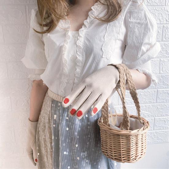 Women Warm Gloves Winter Touchscreen Gloves with Colored Nails Windproof Thermal Gloves for Running Errands Cycling Driving