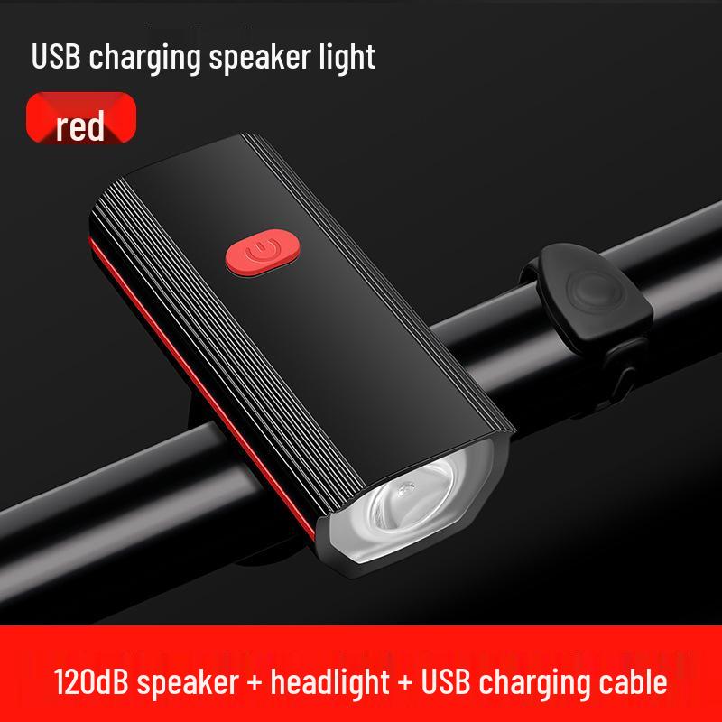 USB Rechargeable Bicycle Front Light & Horn for Night Riding