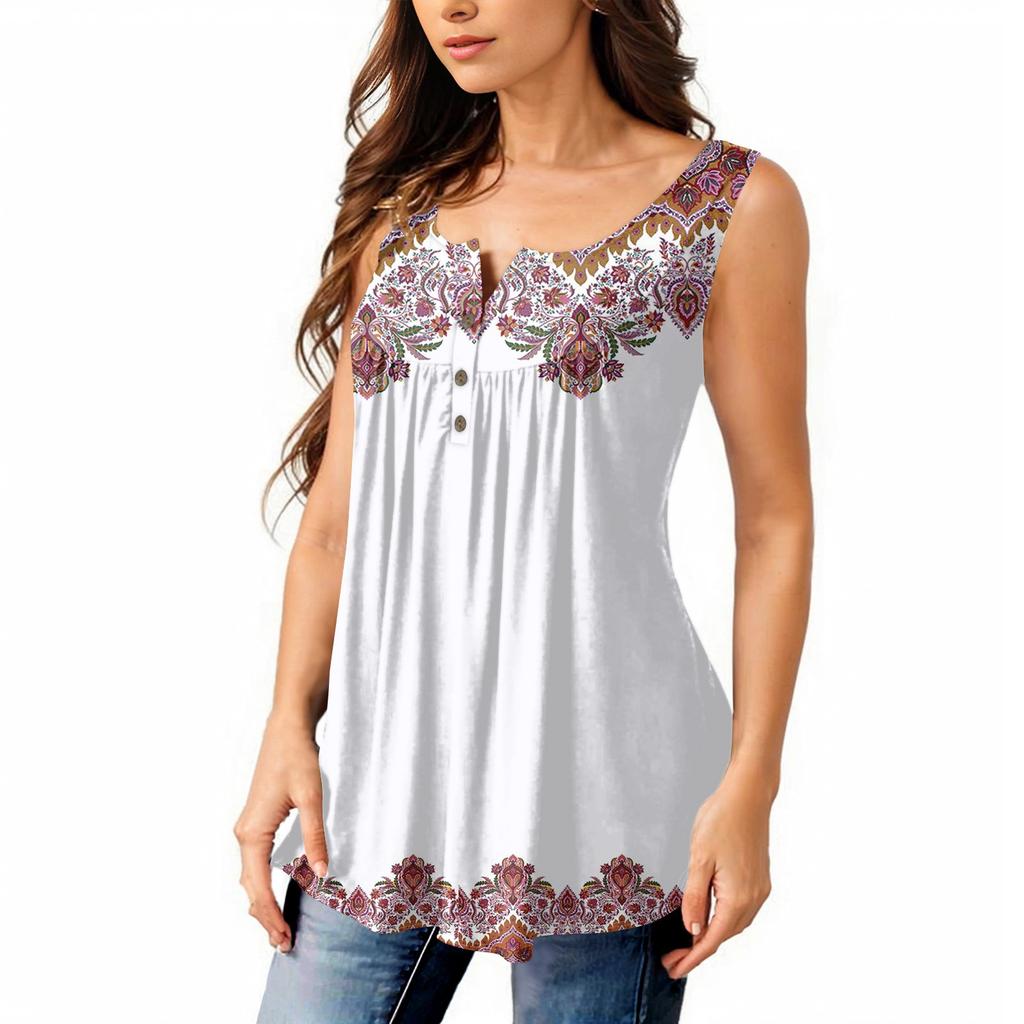 Женская мода плиссированная безрукавка повседневная футболка жилет топ на пуговицах