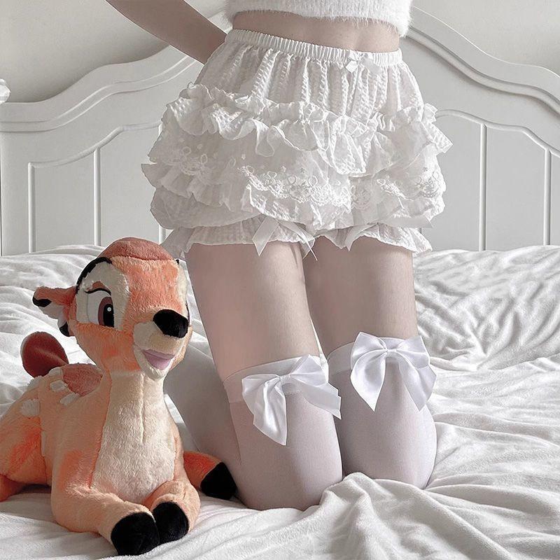 Slim Black Silk Sweet Cute Sexy Knee Socks High Thigh Socks Lolita Bow Jk Stockings Women