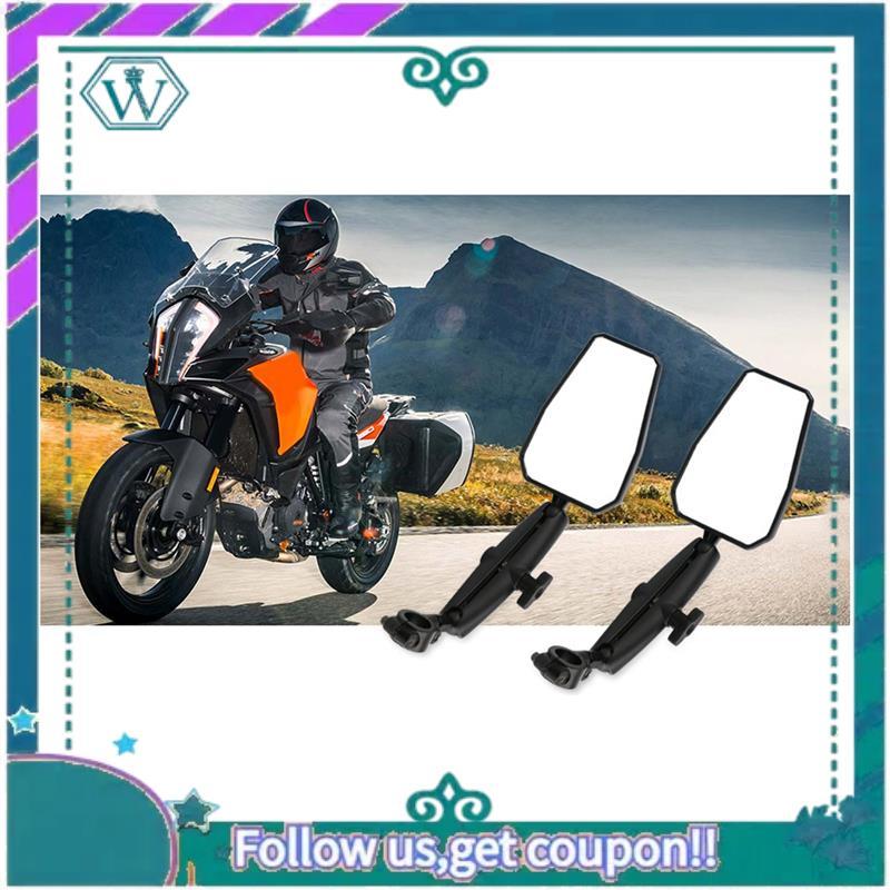 AA92-Universal Angle Adjustable Motorcycle Mirror With 7/8Inch Handlebar Mount And 8/10Mm Screws For Bike Scooter Moped Parts