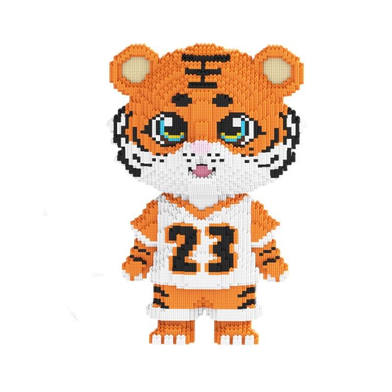 Совместимый с кубиками LEGO, соединенный мелкими деталями, баскетбол, тигр и детская игрушка мультяшный тигр пазл