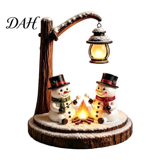 Cute Resin Night Light for Nursery Christmas Santa Claus Reading Lantern, Snowman Elk LED with Warm Battery Operated Glow, USB Tabletop Decor