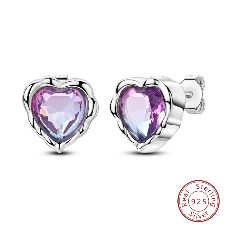 New 925 Silver Hope Rainbow Flower Earrings For Women Sparkling Colored Zircon Star Koi Earrings Fashion Party Jewelry