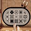 Light Luxurious Diatomaceous Mud Mat Absorbent Non-Slip Cushioning Oval Bath Mat Retro Style Household Carpet
