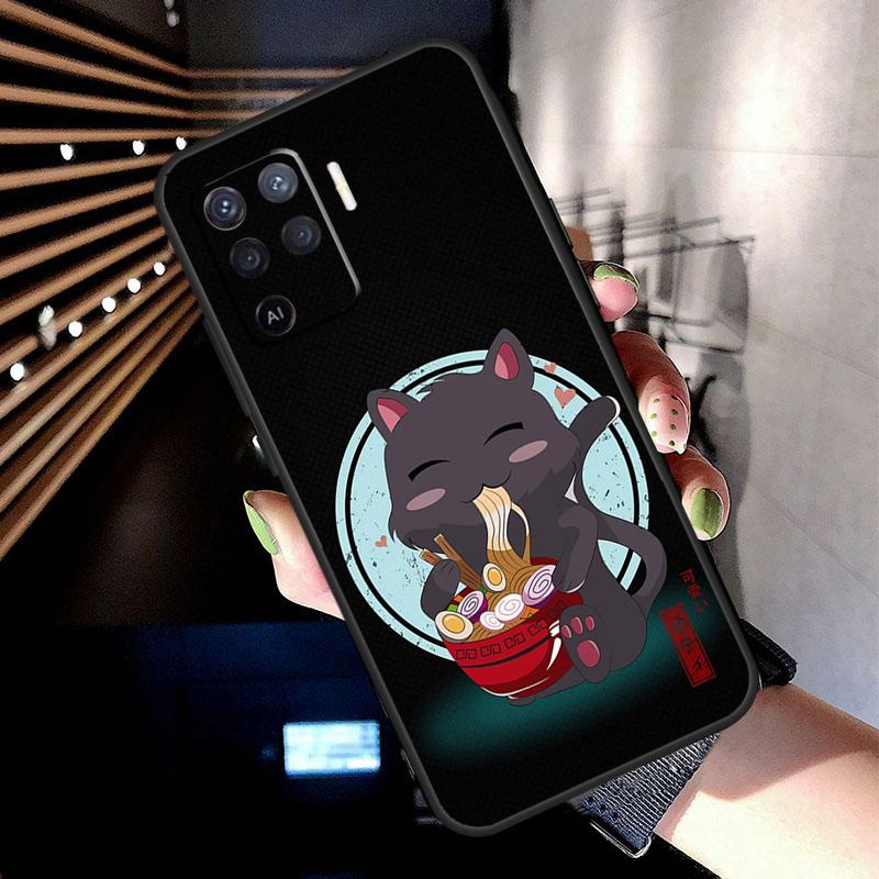 Чехол с японским искусством 'Кот Рамен' Для Oppo A17 A57 A77 A76 A16 A96 A18 A60 A80 A40 A38 A58 A78 A98 A94 A74 A54 A15 A5 Pro