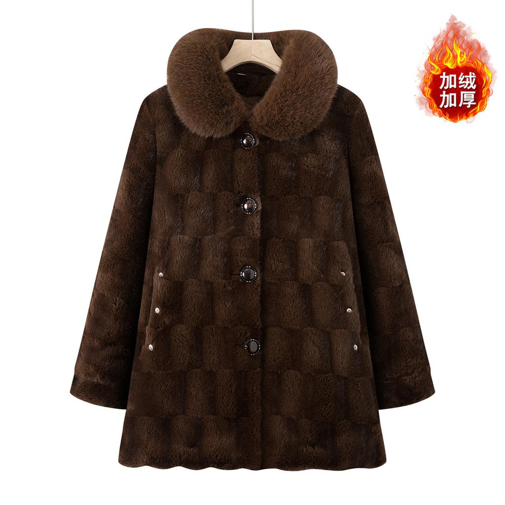 Wife winter cotton-padded coat with velvet to keep warm, new imitation fur coat, old thick coat