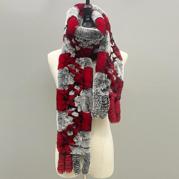 Шарф из натурального меха Пушистый длинный палантин Натуральный мех кролика рекс Ручной вязки Стильные женские шарфы Зимние палантины 180смx13см