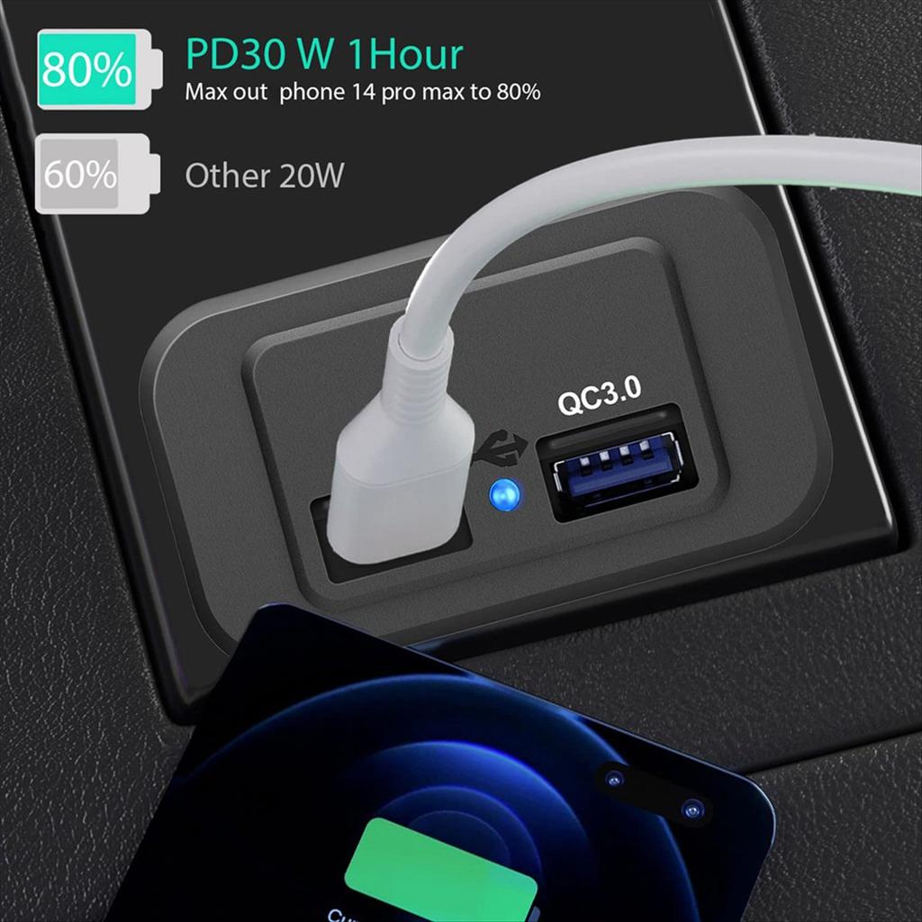 BHBL 6 шт. 12 В/24 В USB-розетка для фургона, двойная Type-C PD3.0 (USB C) & Панельная USB-розетка для автомобиля с поддержкой Quick Charge QC3.0, USB-A