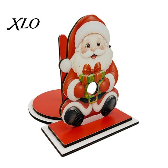 Weighted Base Paper Holder Christmas Wooden Towel Holder, Decorative Vertical Roll Dispenser, Stable Tissue Rack Organizer for Holiday Table