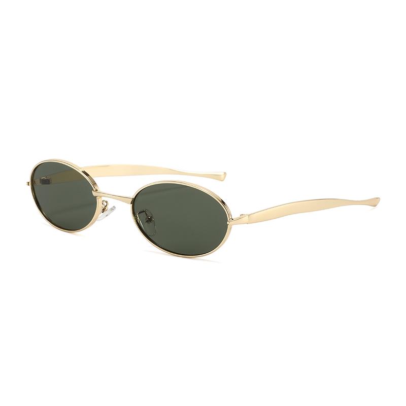 Fashion Vintage Metal Oval Sunglasses Women Small Frame Eyewear Summer Traveling Drive Sun Glasses Female European And American
