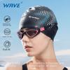 WAVE Silicone Waterproof Swim Cap: Solid Color, Unisex, Long Hair Care, Adult Size, Discounted