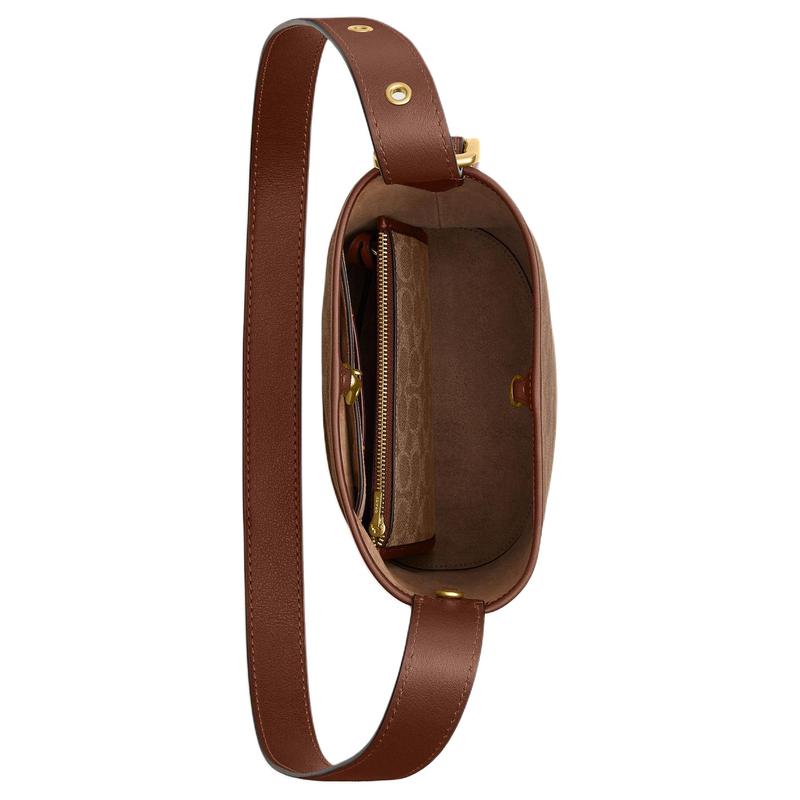 COACH Bleecker 21 Detachable Zipper Bag Artificial Leather Bucket Bag Shoulder Crossbody Bag Small Women's Brown