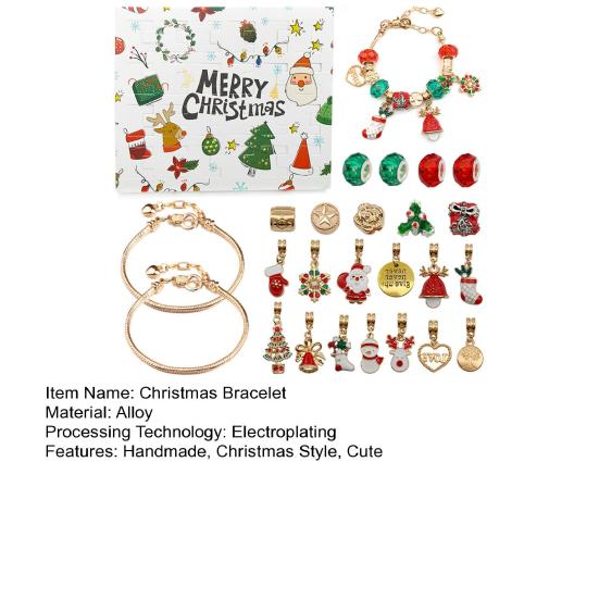 1 коробка Рождественский браслет-календарь для девочек на рождественскую тему Обратный отсчет на 24 дня с 2 наборами для изготовления браслетов и 22 очаровательными бусинами своими руками Лучшие подарки