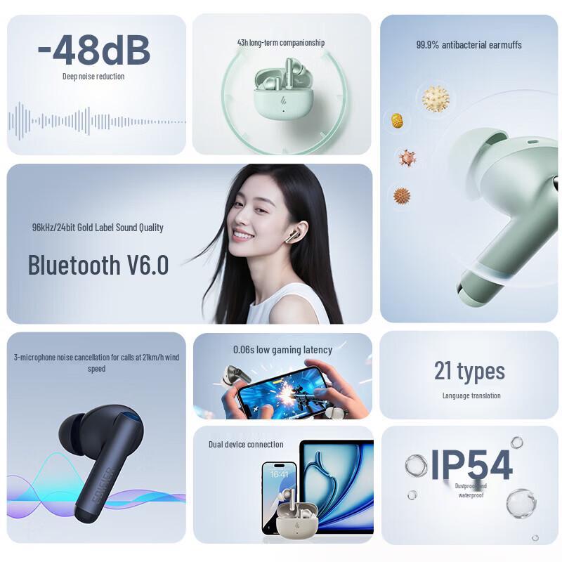 EDIFIER Lolli Pro SE True Wireless Active Noise-Cancelling Bluetooth Earbuds