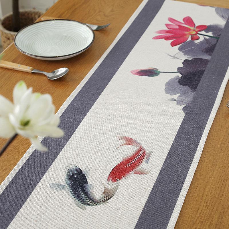 Linen Simple Chinese Style Ink Painting Table Runner Tea Table Strip Coffee Table Flag