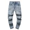 Fashion American High Street Hole & Patch Trendy Retro Straight Ami Denim Pants