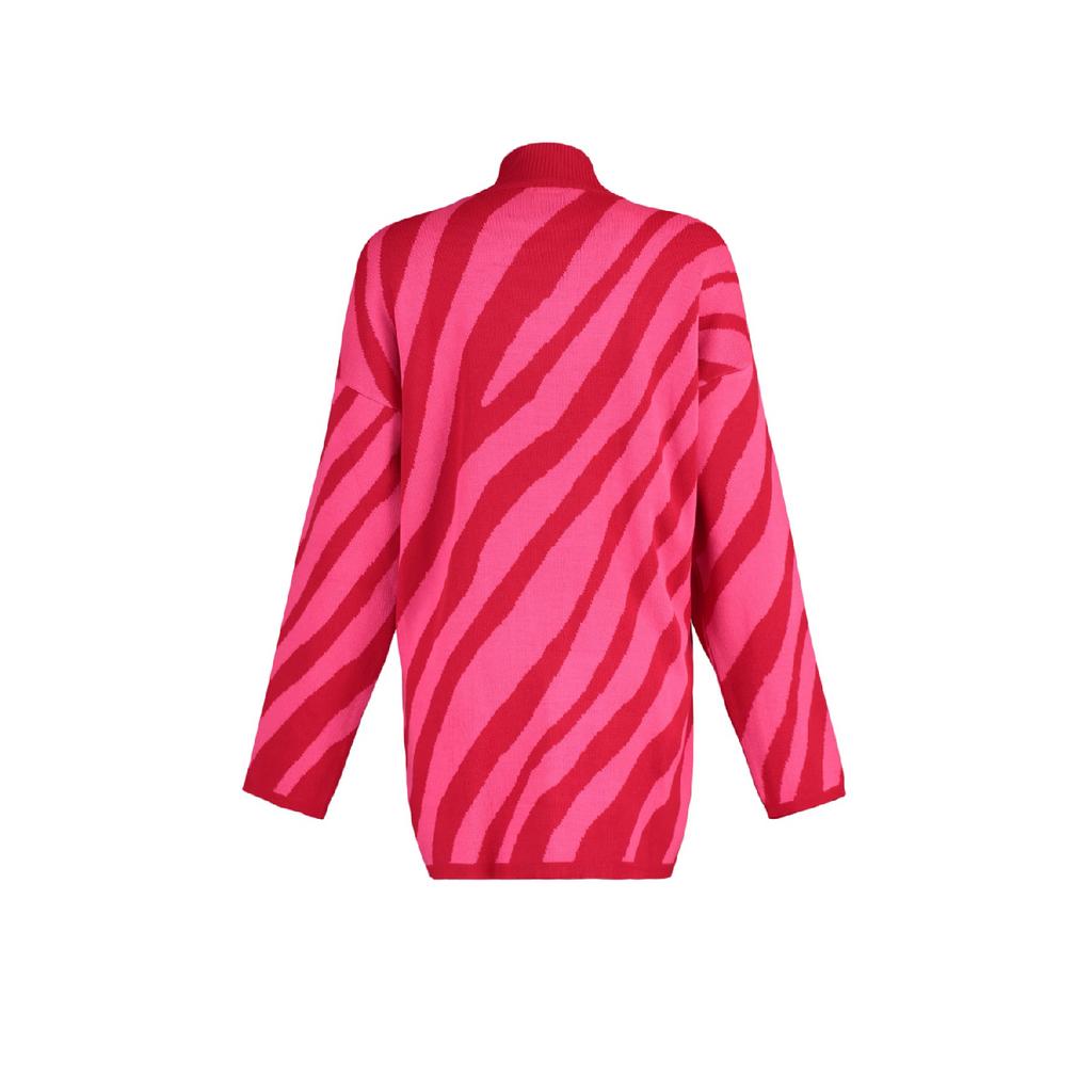 Красно-розовый трикотажный свитер в полоску с рисунком животных Tctaw23kz00066