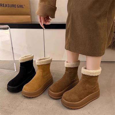 Маленькие утолщенные хлопковые туфли платформа зимние сапоги женские новые зимние бархатные теплые на молнии короткие сапоги