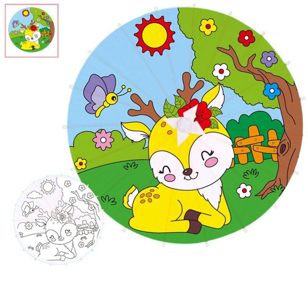 Comfortable Grip Blank Paper Umbrella DIY Wood Drawing Umbrella Oil Paper Umbrella  Dance Prop