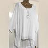 Women's Big Size Loose Cotton Linen Nine Sleeve Top T-Shirt