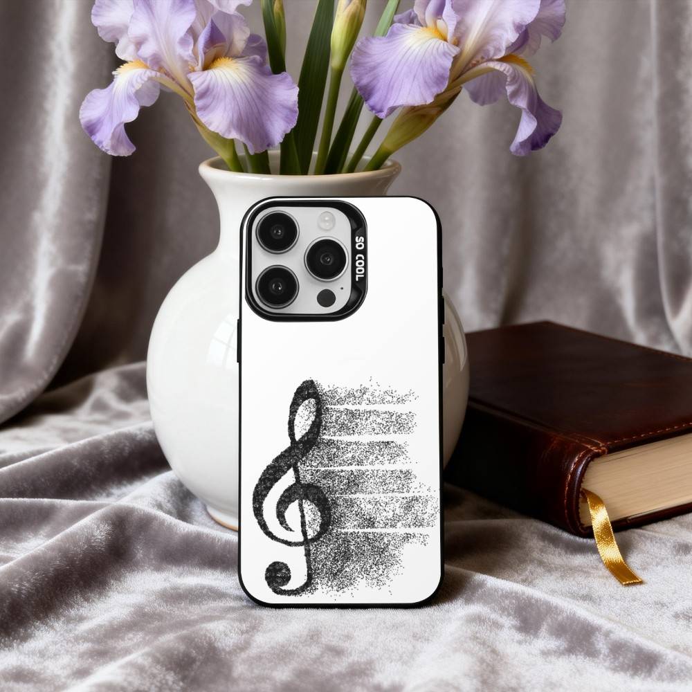 M-Music Art Чехол для телефона с ключом Фа для iPhone 17, 16, 15, 14, 13, 12, 11 Plus, Pro Max Черный Конфетный серебристый чехол для телефона