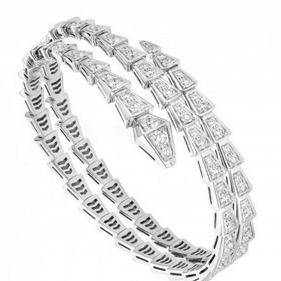 Браслет из серебра 925 пробы с бриллиантовой змеей Spirit, выполненный на станке с ЧПУ: Стильный браслет «Змеиная кость» с двумя кругами и бриллиантовыми акцентами