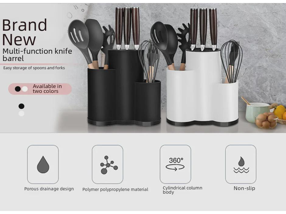Современная стойка для хранения кухонных ножей и столовых приборов