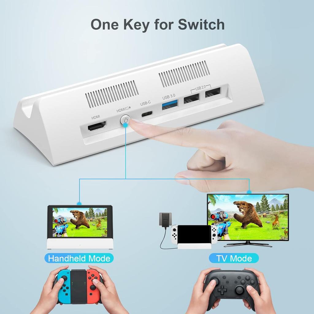 TV Docking Station for Switch and Switch OLED,Switch Docking Station with 4K/1080P HDMI Adapter and USB 3.0 Port,Replacement for Official Switch