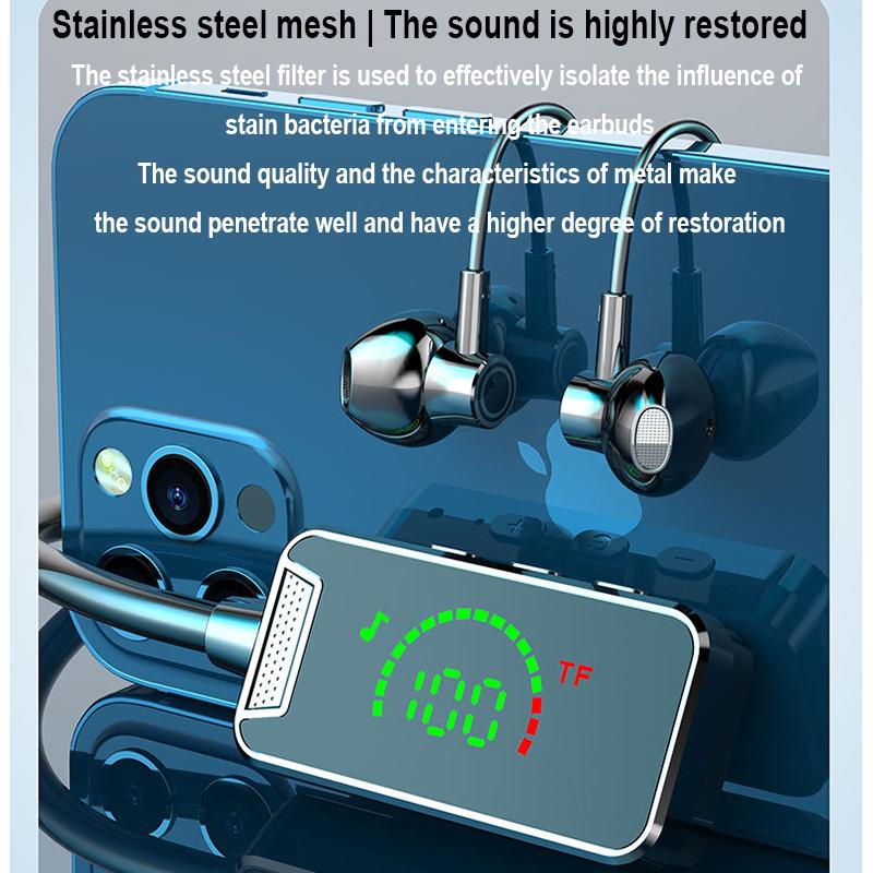 Bluetooth Neckband Earphone Wireless Headphone Widely compatible Headsets HiFi stereo power display Bluetooth Earphones With Mic
