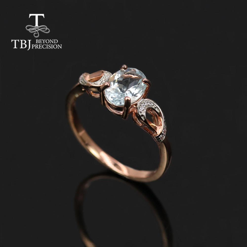 New 100% Natural Aquamarine Oval 6*8mm Gemstone Ring Earring Pendant Jewelry Set 925 Sterling Silver Fine Women's Jewelry