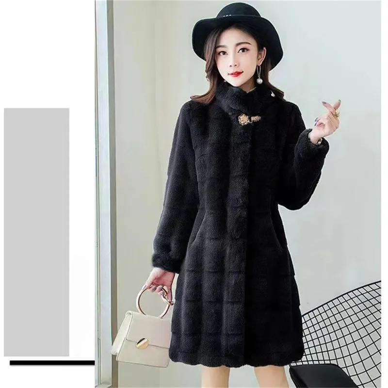 Осеннее пальто Модный дизайн Sense Is Thin Wild Temperament Высококачественная имитация норки куртка Женская тенденция Толстая