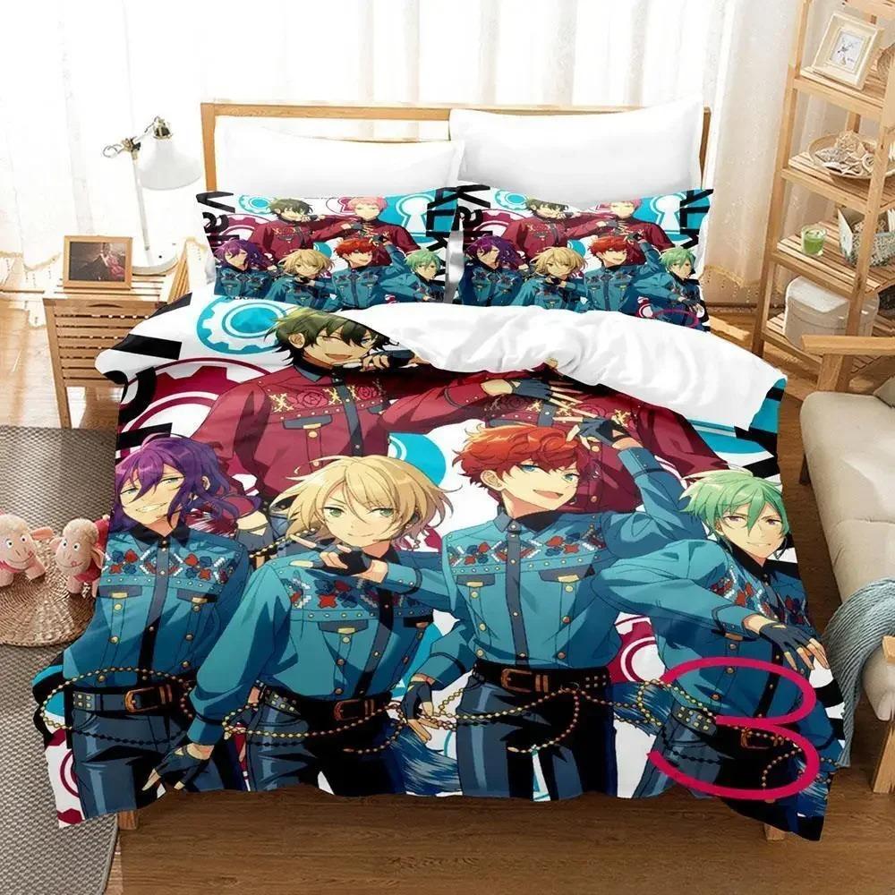 Комплект постельного белья Ensemble Stars Single Twin Full Queen King Size Bed Set Adult Kids Bedroom Duvet Cover Sets 3D Anime Bed Sheet Set