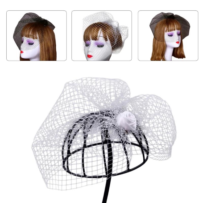 Средневековый Fascinator Шляпка-Заколка для Волос Роза&Вуаль Заколка для Волос Невесты Маленькая Шляпка Заколка для Волос Панк Заколка для Волос для Свадебной Вечеринки