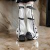 Women Harajuku Star Print Zippered Flared Leg Warmer Aesthetic Fashion Punk PU Harness Strap Leg Cover Thigh High Socks