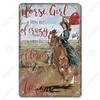 Cowgirl Tin Sign Metal Plaque Cowboy Boots Pony Metal Poster Vintage Wall Decor for Horse Riding Club Garden Home