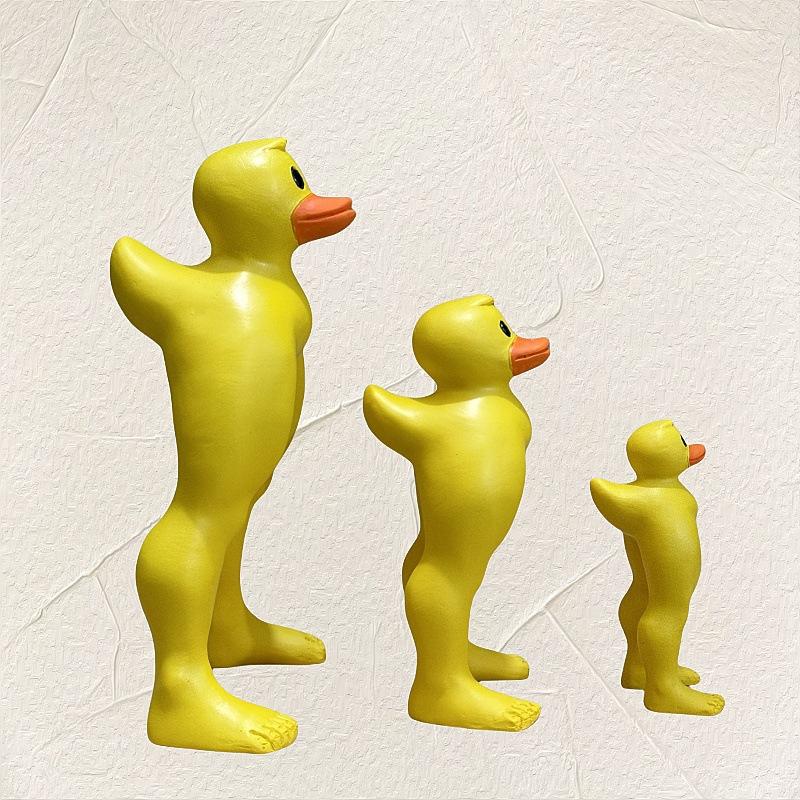 Funny Muscle Duck Statue Resin Craft Mini Figurine Home Desktop Decor
