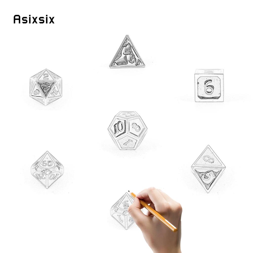7 Pcs Pink Colorful Standard Metal Dice Solid Metal Polyhedral Dice Set Suitable for Role-Playing RPG  Board Game Card Game