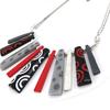 [J2174] - Designer Necklace 'Coloring' Red Gray Black