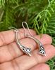 925 Sterling Silver Oxidized Danglers Earrings JHUMKA, Long Linear Earring, Cutwork FREE SHIP, 3.65 gm