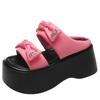 Fashion Fairy Style Bow Thick Sole Heightening Platform Sandals Women Summer New Outer Wear Open Toe Beach Flip Flops Summer Slides