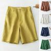 Women Shorts High Waist Button Zipper Fly Casual Short Pants with Pockets Solid Color Loose Fit Knee-Length Shorts