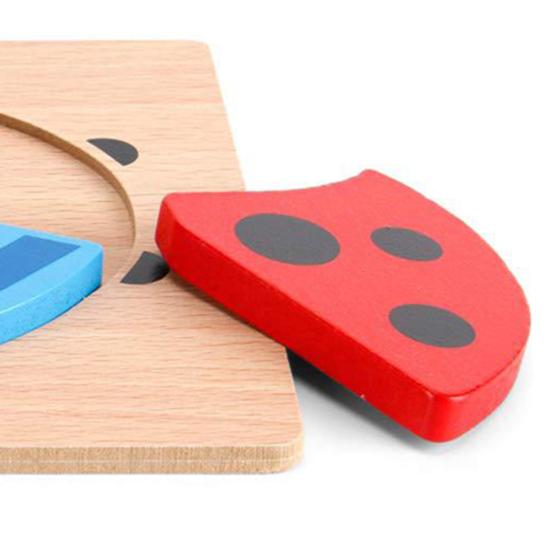 Toddlers Wooden Puzzle Animal Vehicle Cognition Preschool Early Education 3D Jigsaw Puzzle Colorful Block Assembly Toy Boys Girls Gift